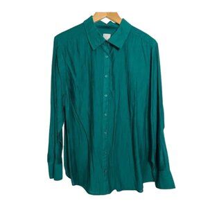 A New Day | Green Long Sleeve Button Down | Soft Drapey Blouse | XXL